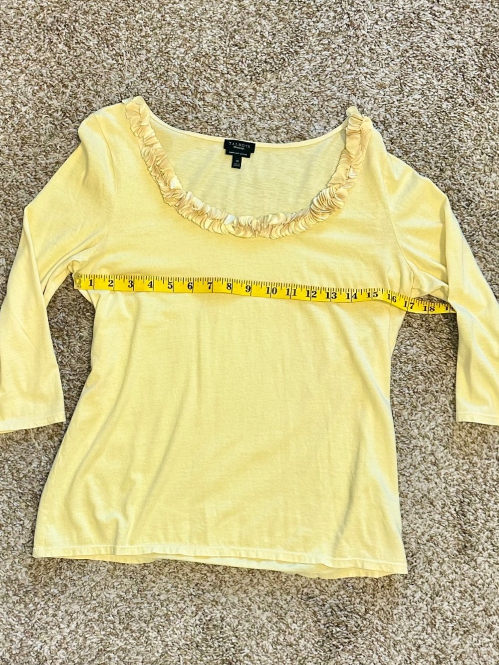 Talbots 100% Cotton Ruffle Garland Neckline Top, Size M - Picture 6 of 8
